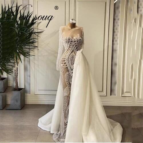 SeeThrough Beading Evening Dresses 2021 Formal Mermaid Plus Size Party Gowns Arabic Celebrity Dress Prom Gowns Vestidos De Festa