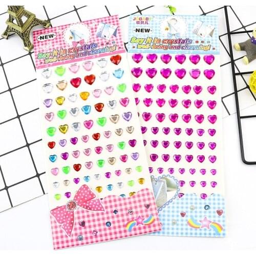 1 Pcs Colorful Heart Flatback Acrylic Self-Adhesive Rhinestone Sticker For DIY Making Phone Case Decoration Kid Handmade Toys