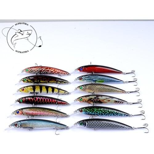 12Pcs/Lot 3D Painting Fishing Lure Hard Bait 11cm/13.4g Minnow Crankbait Wobblers Peche Bass Artificial Baits Pike Carp Lures