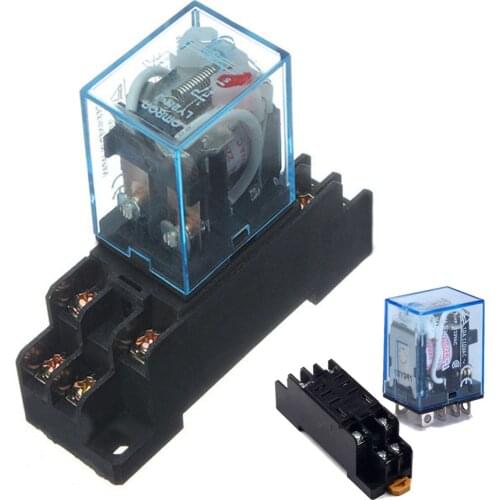1pc Mayitr Electric Miniature Coil Power Relay 10A AC 12V 24V 220V DPDT LY2NJ HH62P HHC68A-2Z 8 Pins With 1pc Socket Base