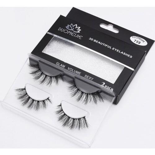 DOCOCER 2 pairs natural false eyelashes eyelashes long makeup 3d mink eyelash extension lashes for beauty 759