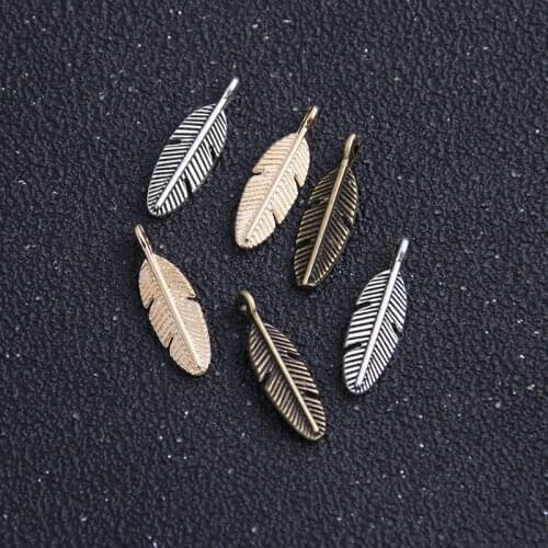 24pieces/lot 7*21mm Three color Metal Alloy Small leaf Charms Diy Jewelry Findings Jewelry Accessories Wholesale