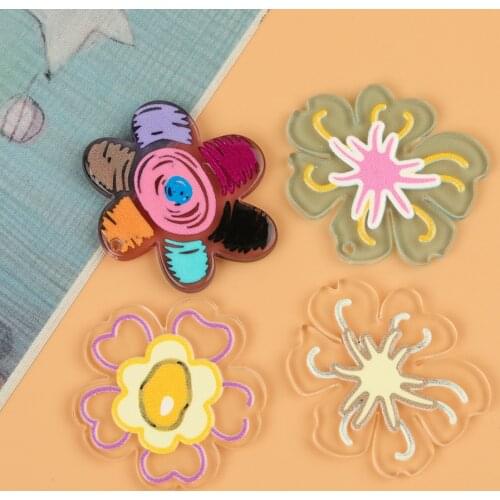 HAOSAW 6Pcs Choose/Jewelry Accessories/DIY Charms/Jewelry Findings & Components/Earrings Pendant/Hand Made/Flower Shape