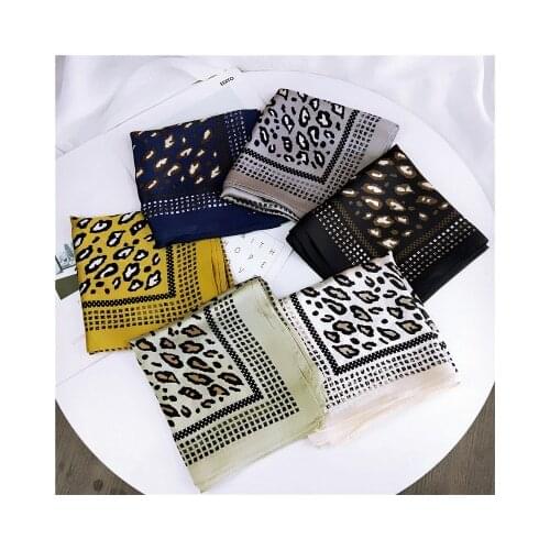 70*70cm Leopard New Style Small Scarf Womens All-match Korean-Style Square Scarf Decorative Small Neckerchief Hair Band