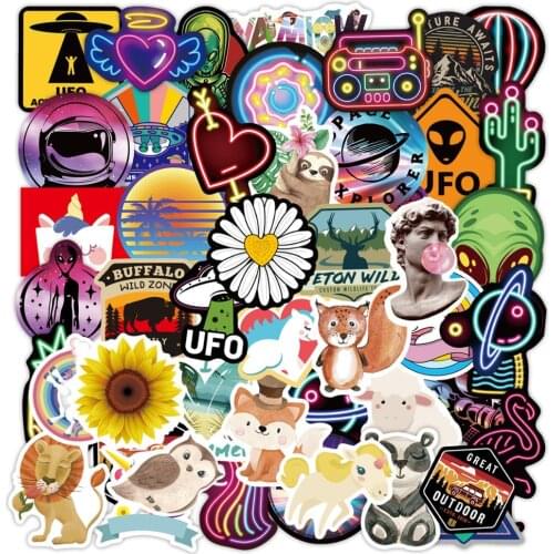80/50 Vaporwave Stickers Animals VSCO Girl Climbing Neon Light Decals for Laptop Car Water Bottle Skateboard Anime Sticker Pack