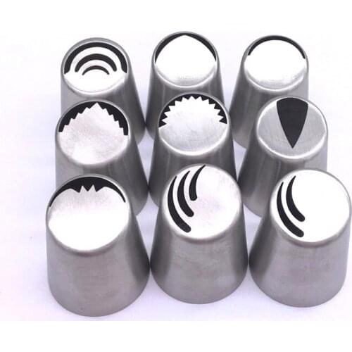 New 9 pcs/set Russian Nozzles Decoration Tips Cake Cupcake Decorating Tools Icing Piping Nozzle Baking