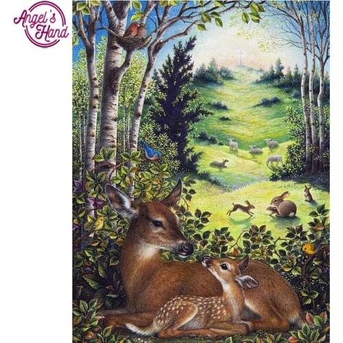 Full square diamond 5D DIY diamond embroidery forest deer family diamond painting Cross Stitch Rhinestone mosaic decoration CX