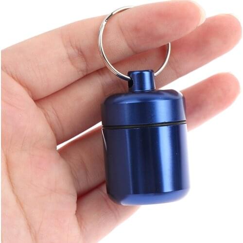 Aluminum Waterproof Medicine Pill Box Case Bottle Holder Container 42*27mm
