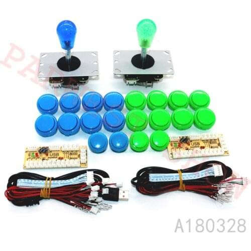 Arcade Joystick Kit Zero Delay MAME USB Encoder with Sanwa Push Buttons+5Pin Arcade Joystick+2Pin Cable+Crystal olive Top Ball