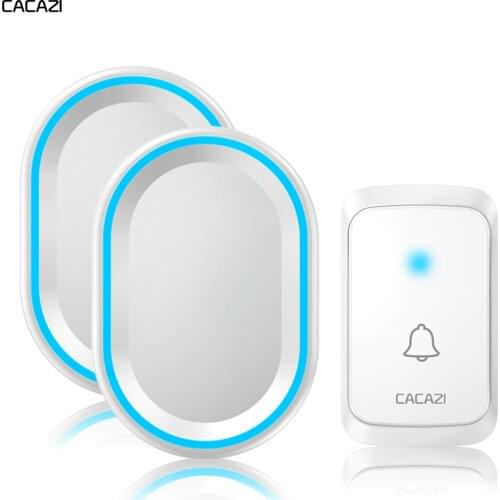 CACAZI Home Welcome Wireless Doorbell 58 Chimes 300M Remote Waterproof Cordless Door Ring Bell US EU UK Plug 23A12V Battery
