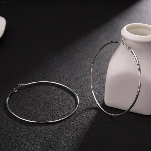 4cm 8cm 10cm Big Circle Smooth Large Hoop Fashion Women Gold Ear Hyperbole Metal Hoop Earrings