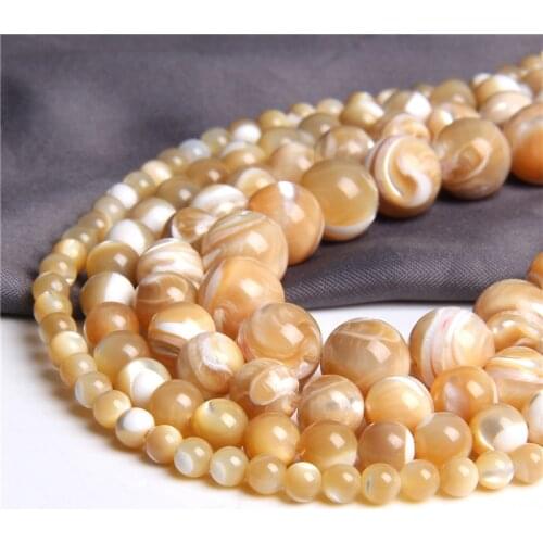 4-12MM Original Color Natural Mother of Pearl Shell Bead Trochus Wheel Round Spacer Shell Beads For Jewelry DIY 15" Full Strand