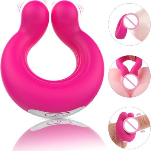 Penis Ring Front Clitoral Stimulation Double Headed Vibration Lock Fine Ring Husband Wife Sharing Time Delay Silicone Lock Fine