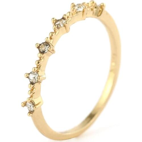 Fashion Gold Rings for Women Natural Crystal Bride Wedding Bijoux 5/6/7/8/9/10/11/12 Size Bague Femme Anillos Ring Jewelry