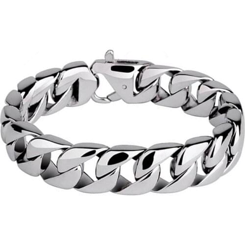 Men Bracelets Stainless Steel High Polished Cuban Chain Wristband Bangle Pulseras Classic Jewelry Brace lace Hip Hop Accessories