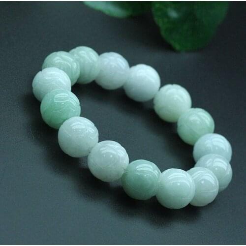 Natural 5A top brand green jade bracelet jade lotus beads bracelets men women jade jewelry jadeite jade bangles