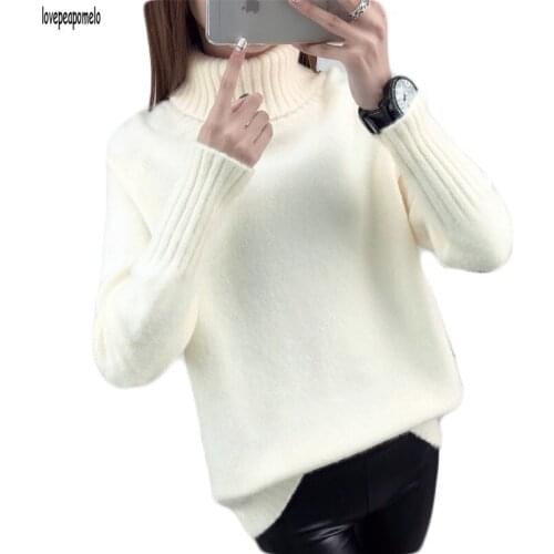 2018 New Autumn Winter Knitting Sweaters For Women Casual Turtleneck Loose Korean version Womens Turtleneck Knit Pullover D347
