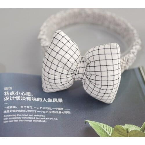 Newborn Baby Girls Bowknot Headbands Cute Soft Plaid Princess Hairbands Elastic Turban Hairwear Hair Accessories Headwear