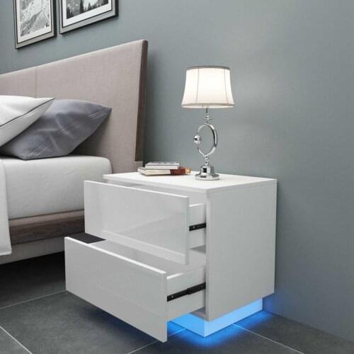 LED Bedside Tables Furniture Modern Nightstand File Cabinet Storage Organizer Bedroom Furniture Bed Side Table 2 chest of drawer