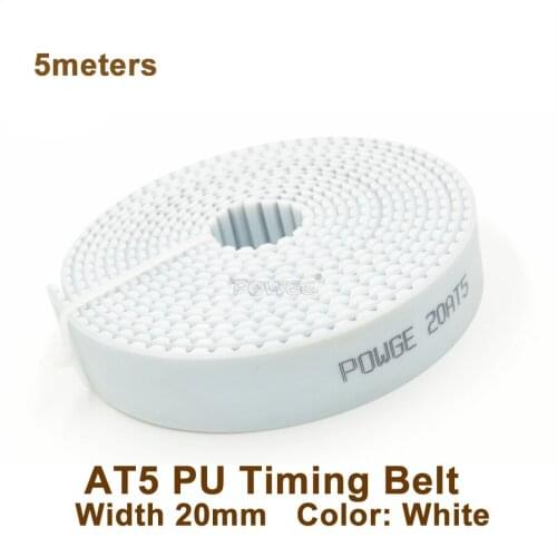 POWGE 5meters AT5 Timing Belt AT5 20 PU Open Belt Width 20mm Polyurethane With Steel Core Belt AT5-20 High Quality