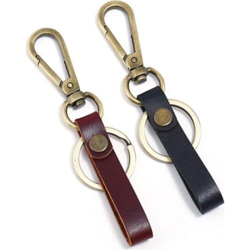 Luxury Leather Keychain Male Waist Hanging Key Chains Metal Key Ring Bag Car Key Holder Auto Keyring 10Style Pendant Accessories