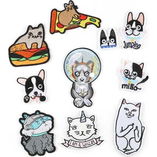 Lovely Cartoon Anime Cat Dog Funny Patches Jacket Pant Bag DIY Decorative Thermal Repair Iron on Badge