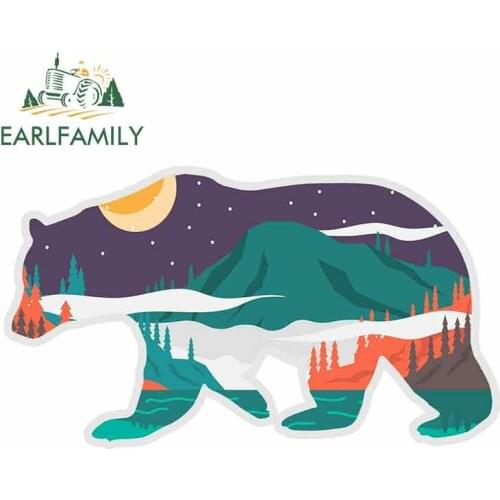 EARLFAMILY 13cm x 7.4cm Cartoon Bear Car Stickers Vinyl JDM Bumper Trunk Truck Graphics Waterproof Anime RV VAN DIY Fine Decal