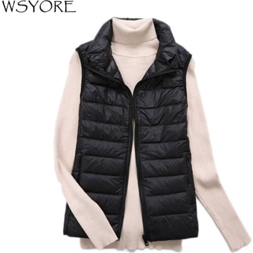 WSYORE Ultra Light White Duck Down Sleeveless Jacket New Autumn and Winter Women Plus Size Slim Duck Down Vest Coat NS588