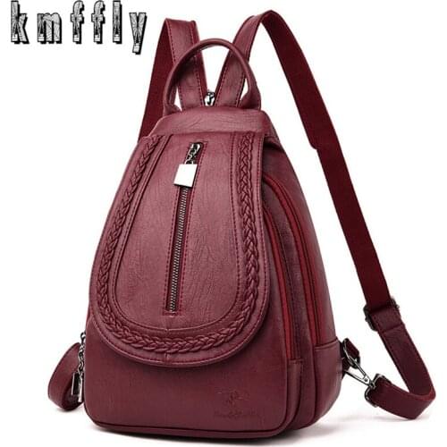 Women Leather Backpacks Vintage Chest bags Female Shoulder Bag Sac a Dos Travel Ladies Bagpack Mochilas School Bags For Girls