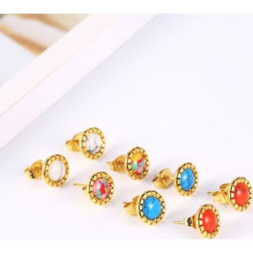 OUFEI Stainless steel Jewelry Woman 2019 Vogue Color Stud Earrings Charm Gifts for women Fashion Fine Jewelry Accessories