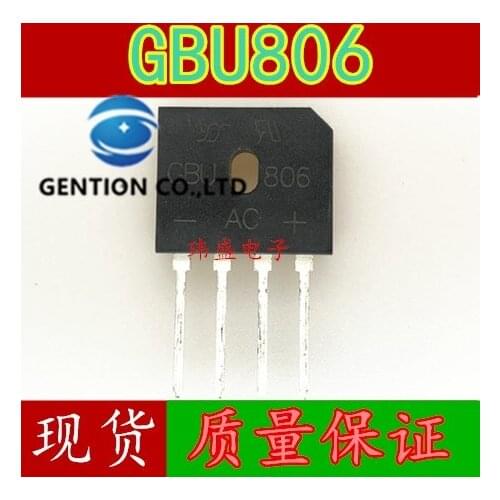 10PCS Bridge rectifier bridge pile of flat foot bridge GBU806 8 a/600 v voltage current SEP in stock 100% new and original
