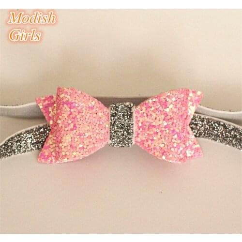 12pcs/lot Glitter Leather Shinning Hairbands Elastic Headbands Princess Comfortable Cute Boys Hairbands For Girls Free Shipping