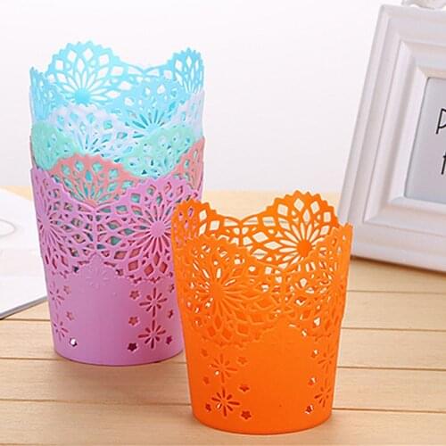 2/4Pcs Flower Plant Pot Makeup Brush Storage Boxes Pen Pencil Pot Holder Container Office Desk Makeup Brushes Storage Organizer