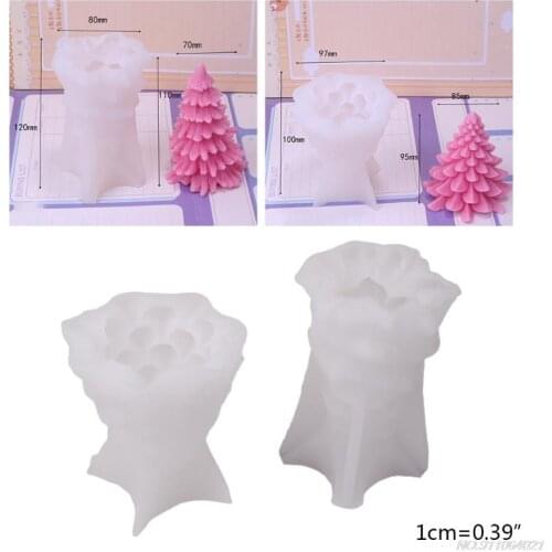 2 Pcs/Set 3D Christmas Tree Candle Epoxy Resin Mold Aromatherapy Plaster Silicone Mould DIY Crafts Decor Casting Mold wholesales