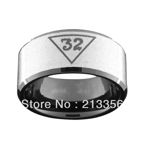 20PCS/LOT FREE SHIPPING!USA WHOLESALES CHEAP PRICE 8MM WOMEN&MENS BRUSH BLACK 32RD MASONIC TUNGSTEN FREEMASON WEDDING BAND RING
