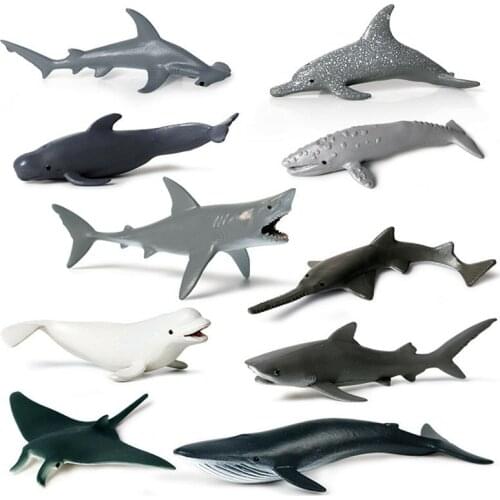 4/6Pcs Great White Shark Whale Dolphin Model Figure Collector Decor Toy Kid Gift