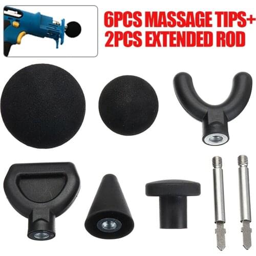 6set Jigsaw Massage Adapter Bit Attachment Percussion Percussion Massage Tips Bit with 2 Extended Rods