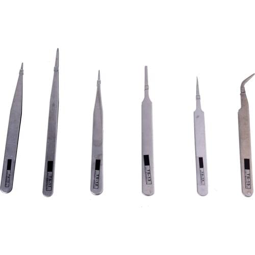 Promotion! 6x Brucelles Tweezers pliers Antistatic Tweezers TS-10/11/12/13/14/15 For PCBs