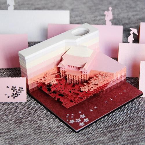 Omoshiroi Block 3D Memo Pads Novelty Kiyomizu Temple New Year Christmas Gift Three-dimensional Note Paper Sculpture Castle
