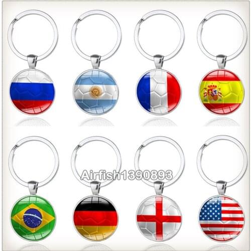 50pcs Flag Key Chain USA France Germany Spain Russia Italy Brazil Keyring Key Chains Keyfob Pendant Accessories Gift Souvenir