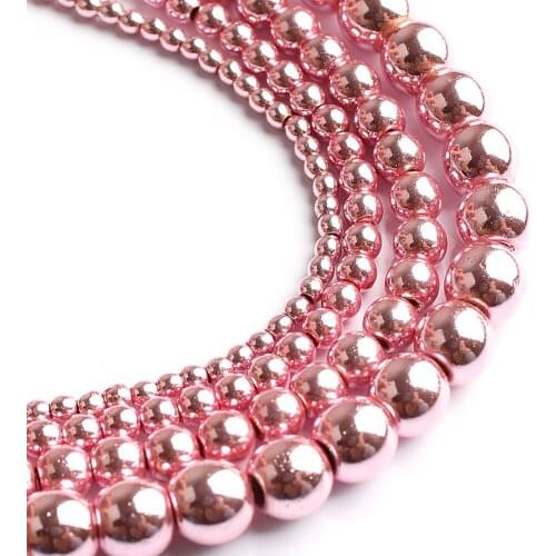 2/3/4/6/8/10mm Natural Stone Pink Rose Gold Hematite Beads Round Loose Beads Jewelry Making Accessories Diy Bracelet