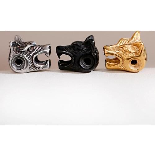 Wolf Lion Stainless Steel Beads Craft Making Charms For Jewelry Accessories Beads For Bracelets Hand Made Material Bead Kralen