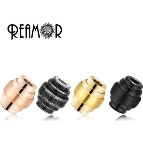 REAMOR 1.8mm 316L Stainless Steel Black Golden Plated Spacer Beads CNC Precision Cutting Beads fit DIY Bracelet Jewelry Making