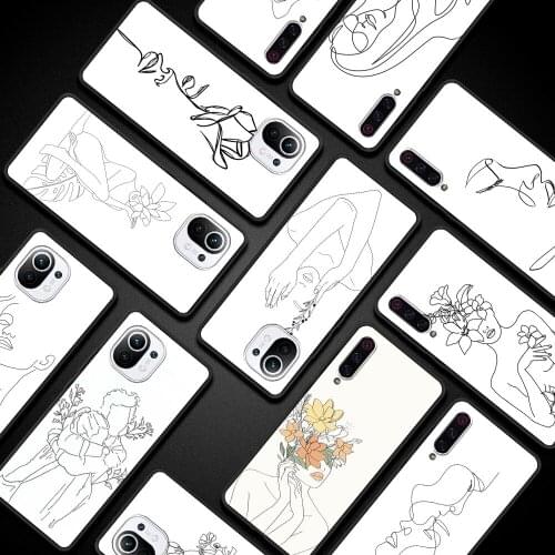 Abstract Women Face Line Silicone Phone Case For Xiaomi Mi 11 Ultra 11X Pro 11i 10S Note 10 10T Lite 5G 9T Luxury Back Cover