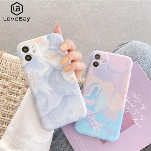 Lovebay Fashion Colorful Marble Case For iPhone 12 Pro 11 Pro Max SE 2020 XR XS Max X 7 8 Plus Gradient Floral Luxury Back Cover