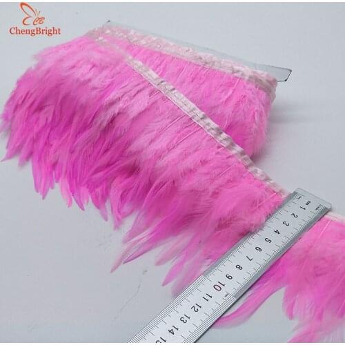 ChengBright Good 10Yards Cock Feathers Trim Cloth Sideband Chicken Pheasant Feather Trims Clothing Wedding Feather Ribbon N