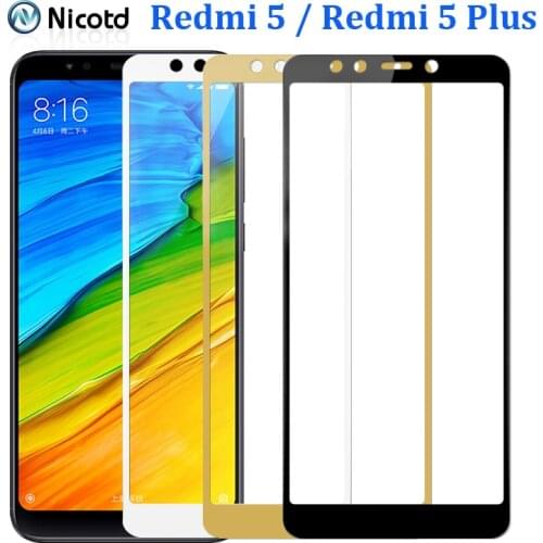 NicoTD 9H Color Tempered Glass For Xiaomi Redmi 5 5Plus Screen Protector Film For Redmi 5 Plus Black White Golden Transparent