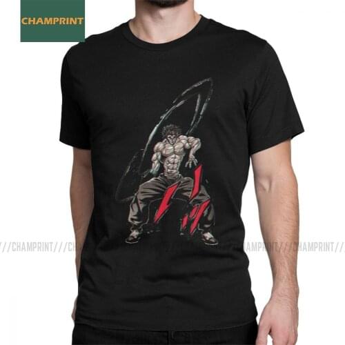 Men T-Shirt Yujiro Baki Hanma Best Moment Cotton Tee Shirt Short Sleeve Grappler Fighting Fighter T Shirts Crew Neck Clothing