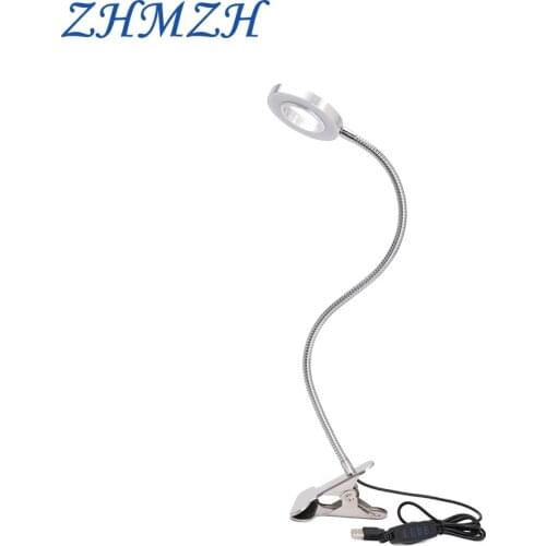 USB Flexible Desk Lamps LED Table Lamps With On/Off Switch Stainless Steel Clip LED Light Dimmable DC5V 3200-6500K 12W