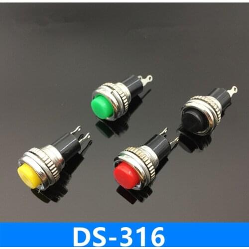 50pcs 6 Colors DS-316 Self Reset Momentary 10mm Thread 0.5A 250VAC Push Button Switches